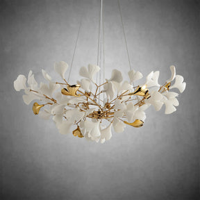 Branch Chandelier White Ceramic Ginkgo Leaf Chandeliers