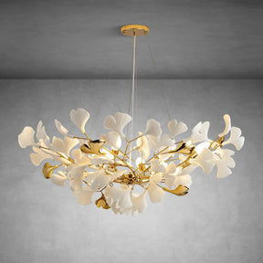 Branch Chandelier White Ceramic Ginkgo Leaf Chandeliers