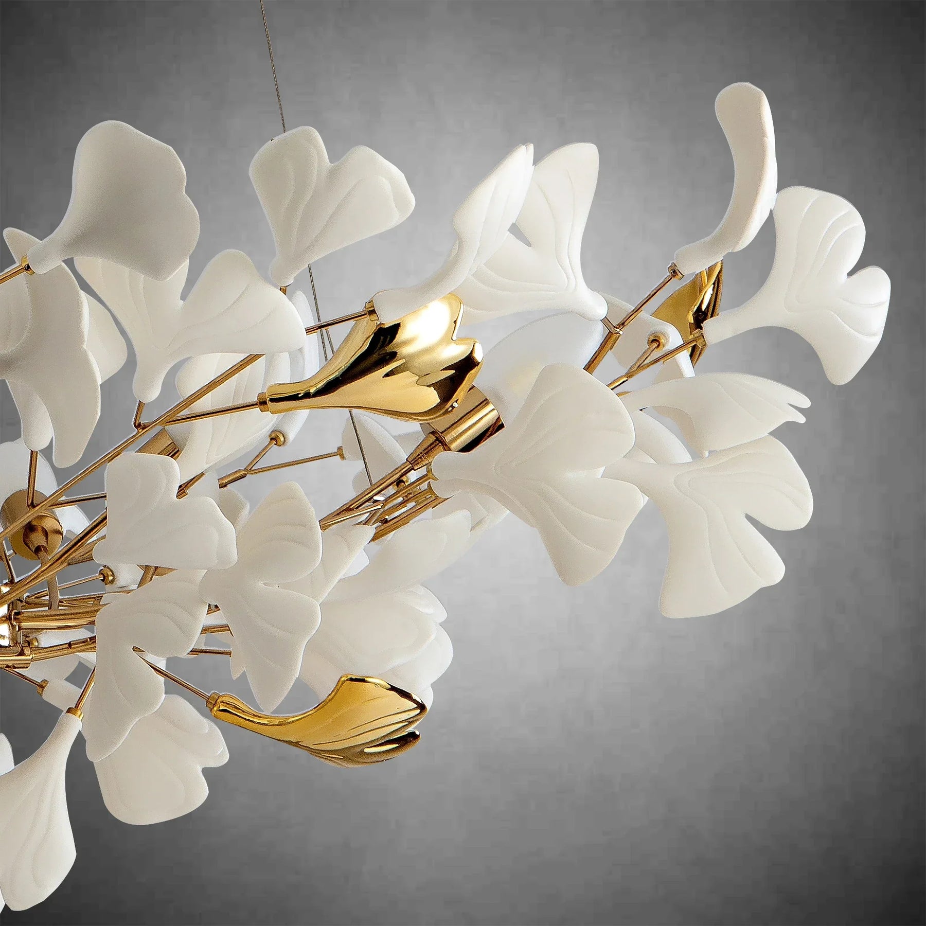 Branch Chandelier White Ceramic Ginkgo Leaf Chandeliers