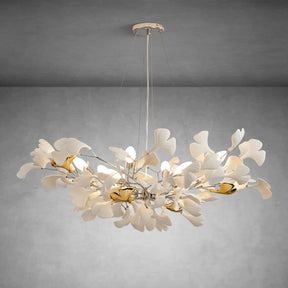 Branch Chandelier White Ceramic Ginkgo Leaf Chandeliers