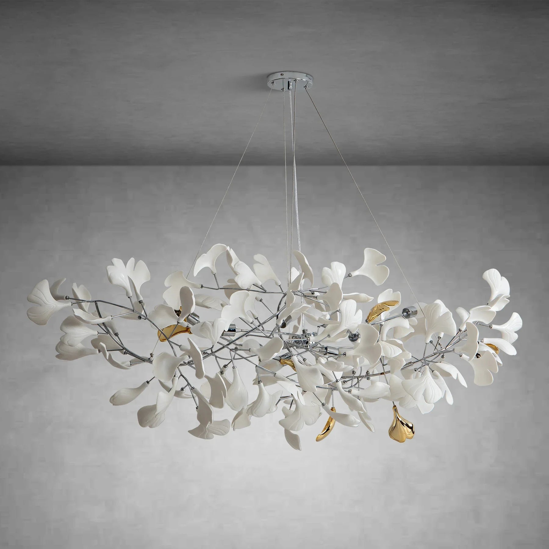 Branch Chandelier White Ceramic Ginkgo Leaf Chandeliers