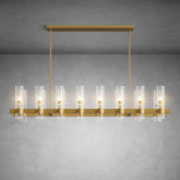 Modern Linear Chandelier with Clear Glass Cylinder Lights for Dining Room