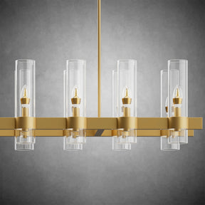 Modern Linear Chandelier with Clear Glass Cylinder Lights for Dining Room