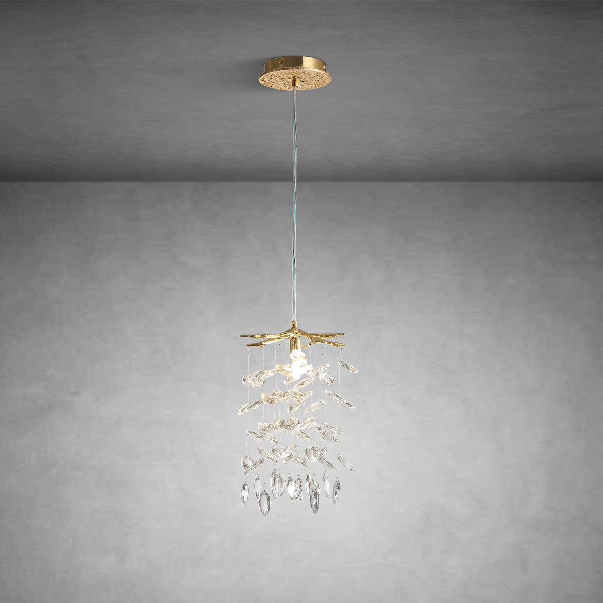 23.6" Modern Gold Tree Branch Crystal Chandelier