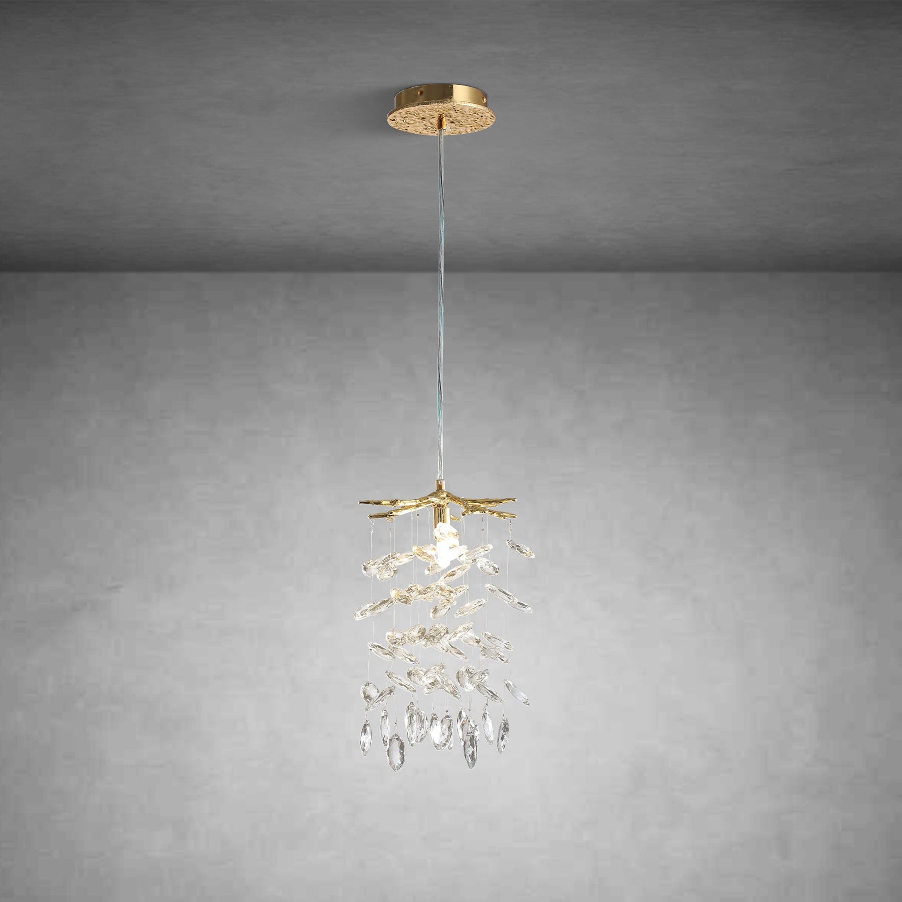23.6" Modern Gold Tree Branch Crystal Chandelier