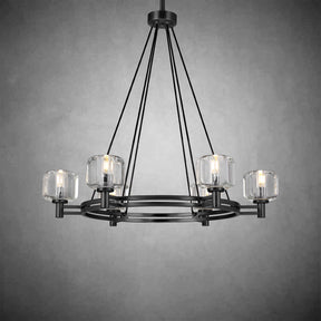 Black Round Crystal Chandelier, 36" K9 Crystal Chandeliers for Dining Room