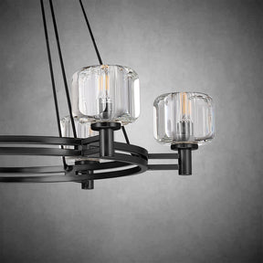 Black Round Crystal Chandelier, 36" K9 Crystal Chandeliers for Dining Room