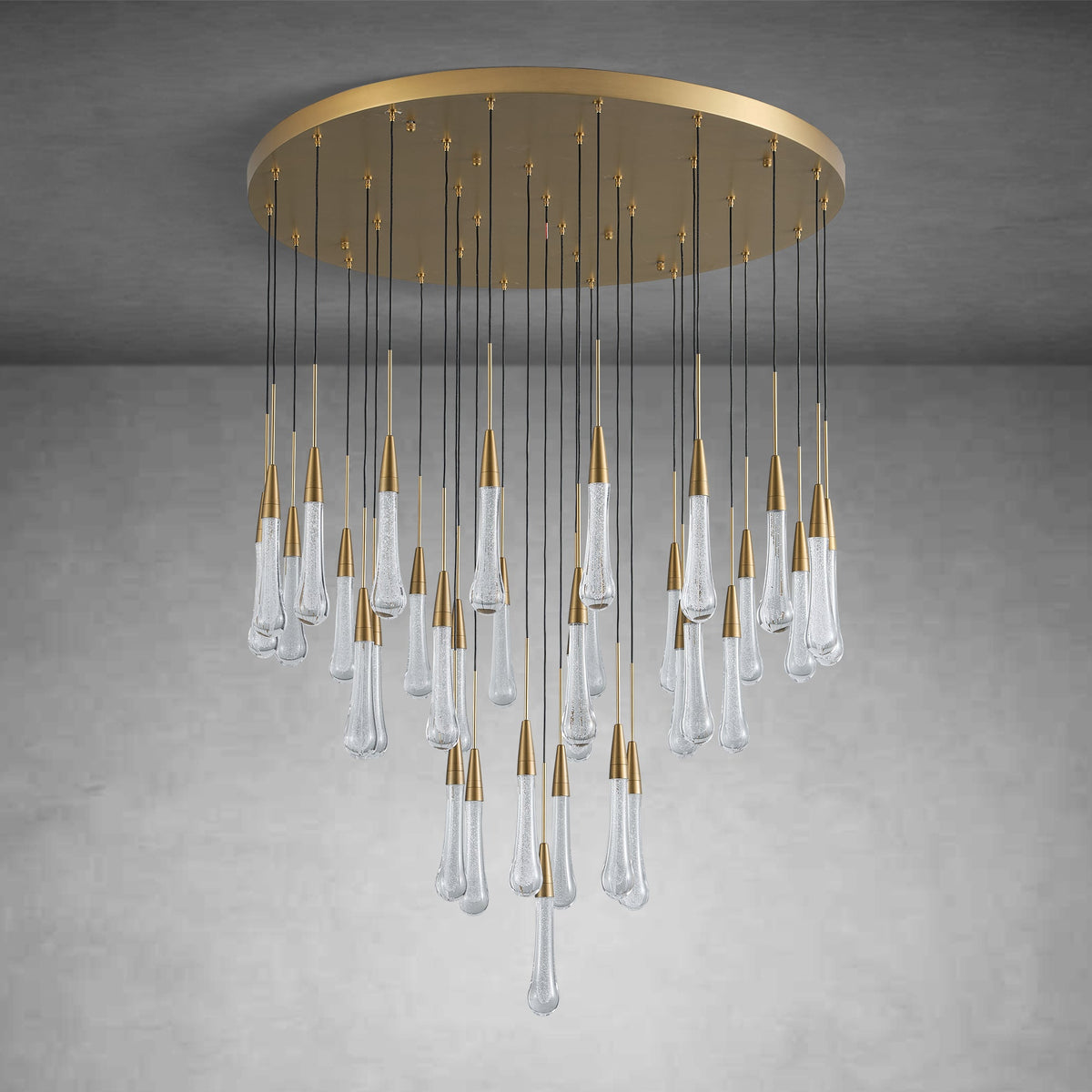 Cascade Glass Raindrop Chandelier - Luxury Grand Foyer & Staircase Lighting