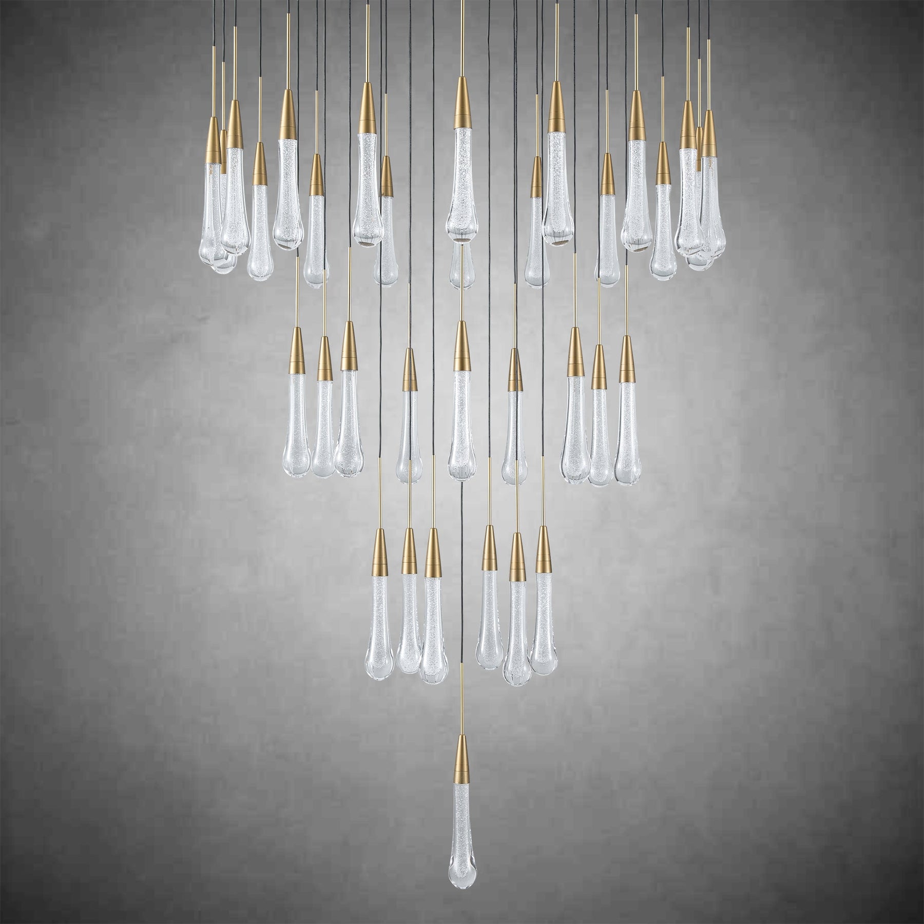 Cascade Glass Raindrop Chandelier - Luxury Grand Foyer & Staircase Lighting