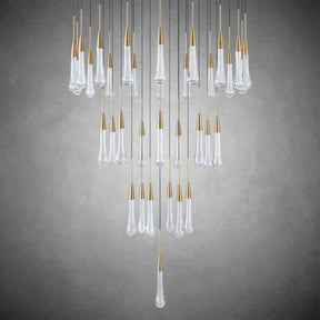 Cascade Glass Raindrop Chandelier - Luxury Grand Foyer & Staircase Lighting