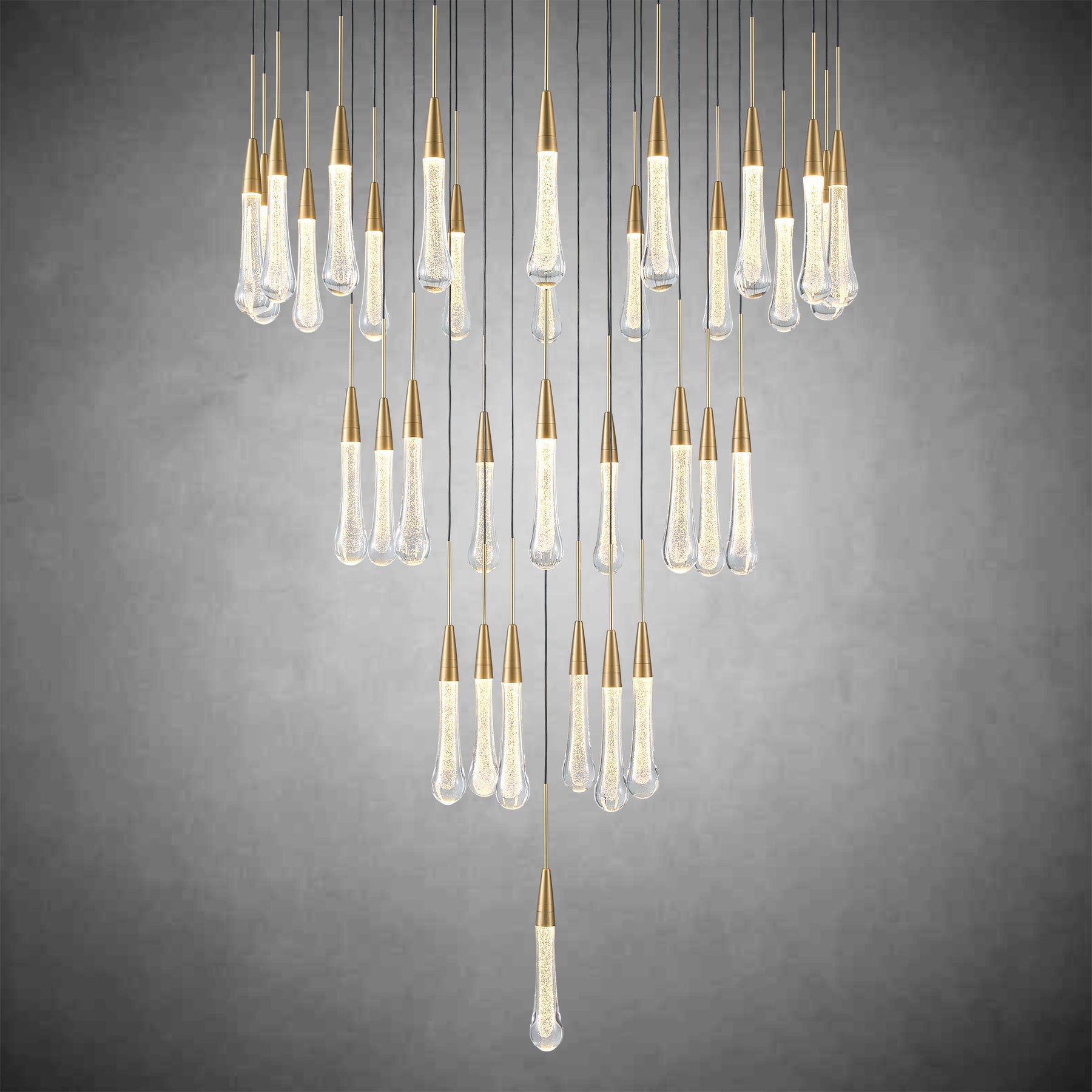 Cascade Glass Raindrop Chandelier - Luxury Grand Foyer & Staircase Lighting
