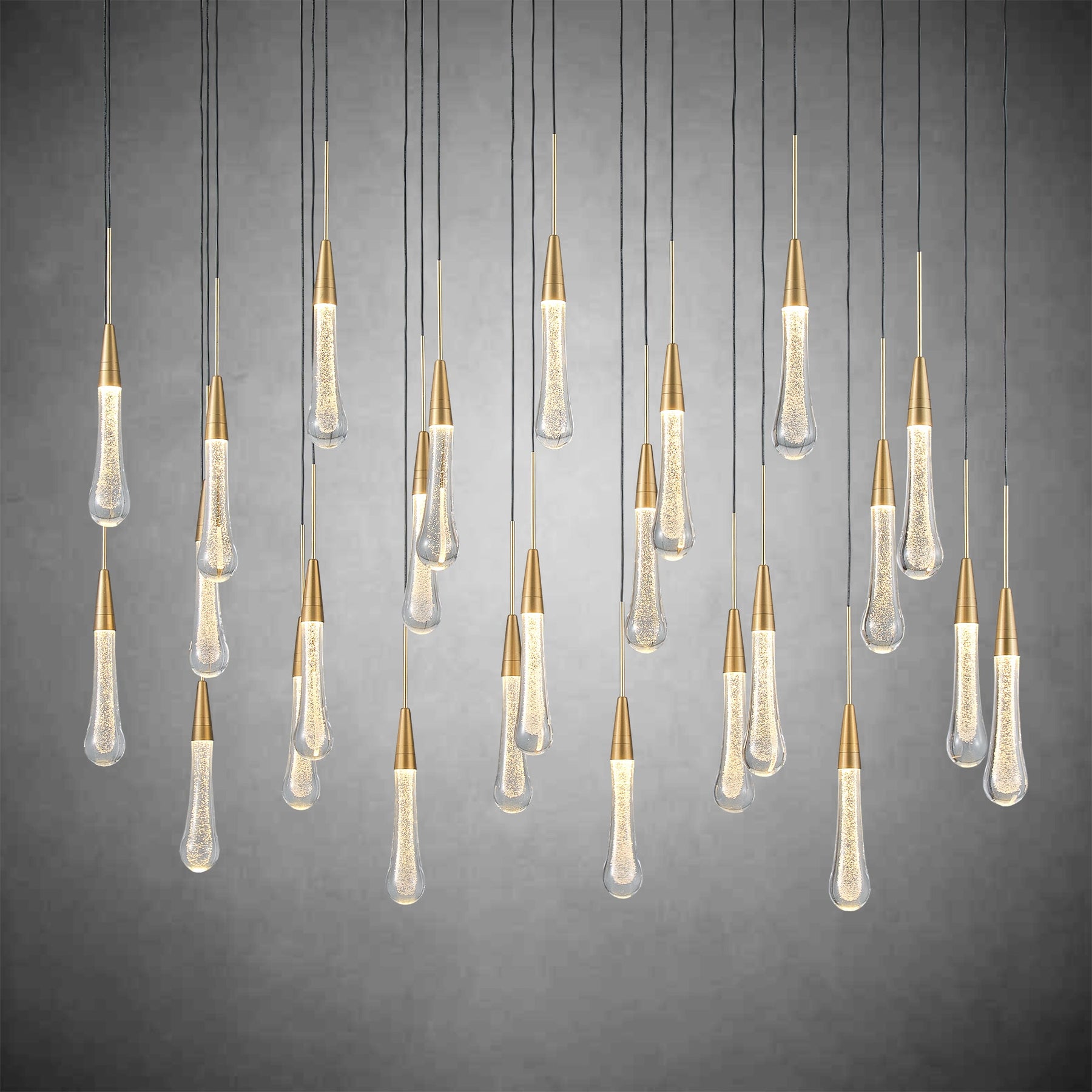 Cascade Glass Raindrop Chandelier - Luxury Grand Foyer & Staircase Lighting