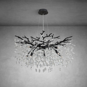 Luxury K9 Crystal Chandelier - Black Branch Hanging Light for Dining & Living Room