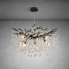 Luxury K9 Crystal Chandelier - Black Branch Hanging Light for Dining & Living Room