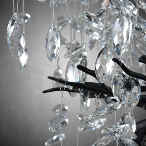 Luxury K9 Crystal Chandelier - Black Branch Hanging Light for Dining & Living Room