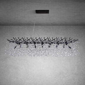 Luxury K9 Crystal Chandelier - Black Branch Hanging Light for Dining & Living Room