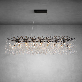 Luxury K9 Crystal Chandelier - Black Branch Hanging Light for Dining & Living Room