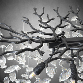 Luxury K9 Crystal Chandelier - Black Branch Hanging Light for Dining & Living Room
