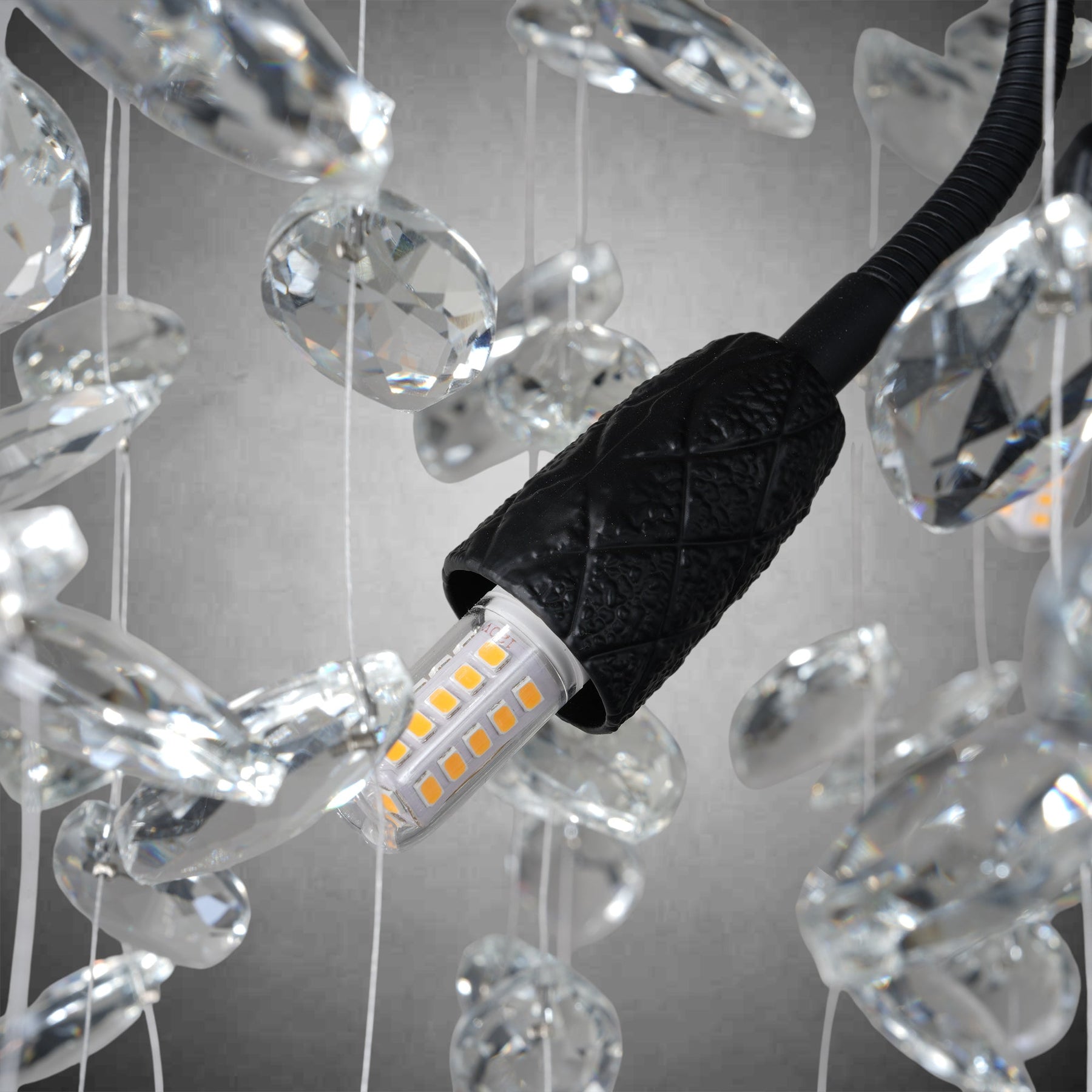 Luxury K9 Crystal Chandelier - Black Branch Hanging Light for Dining & Living Room