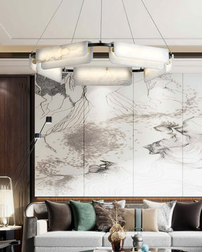 Delphine Round Alabaster Living Room Chandelier