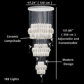 Ceramic Tulip Cascade Staircase Chandelier