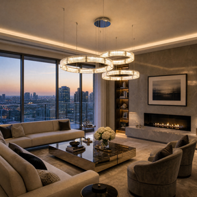 Modern Chandelier in a living room