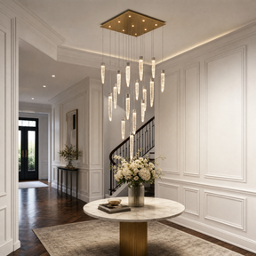 Yiosi Halsey Linear Icicle Crystal Glass Grand Chandelier