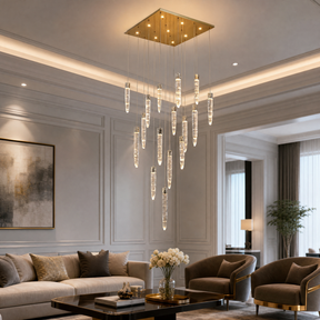 Yiosi Halsey Linear Icicle Crystal Glass Grand Chandelier