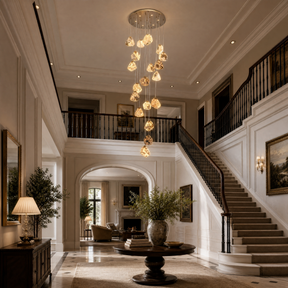 Natural Stone Chandelier in a foyer