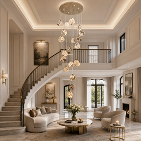 Natural Stone Chandelier in a staircase