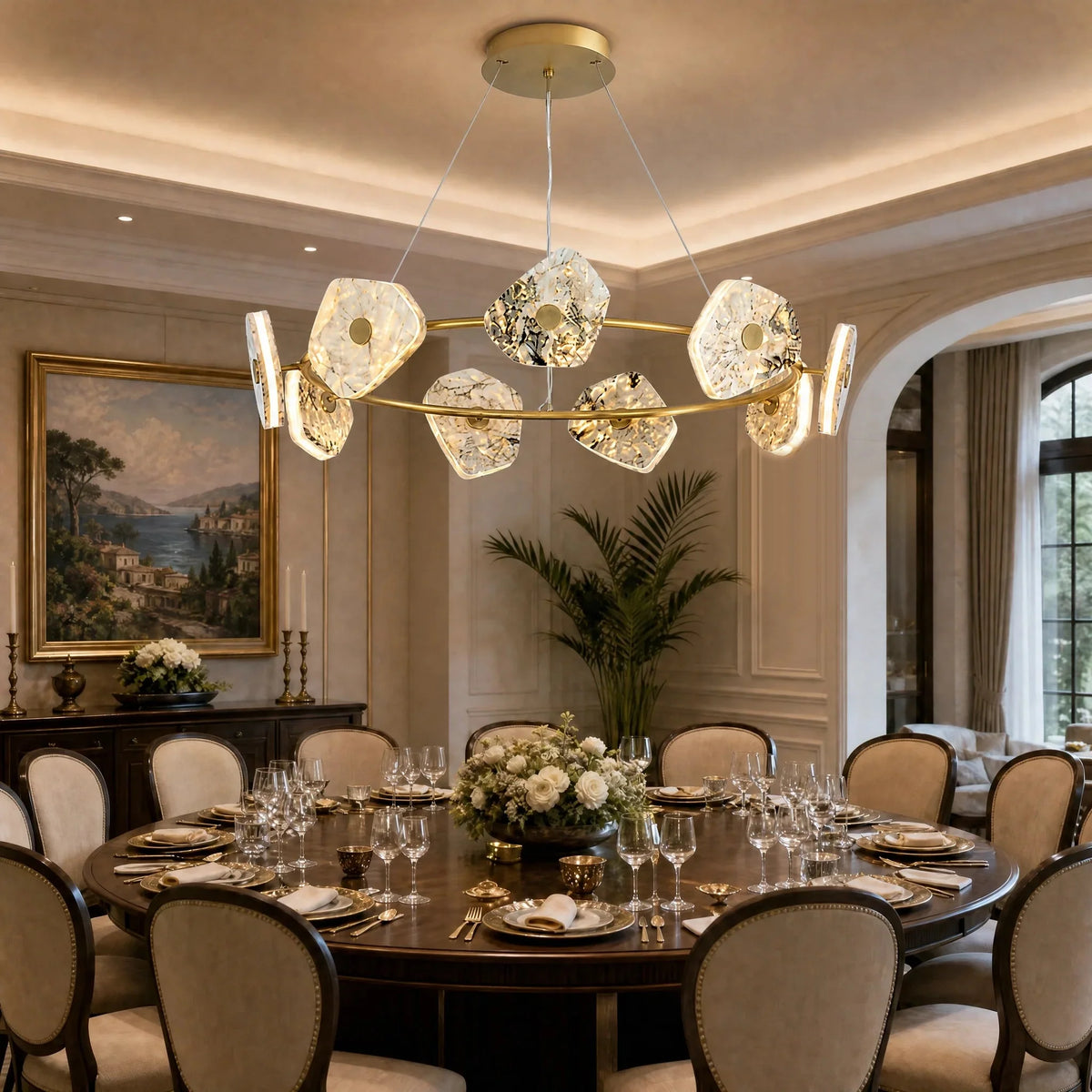 Contemporary Chandelier Dining Room in a dining room