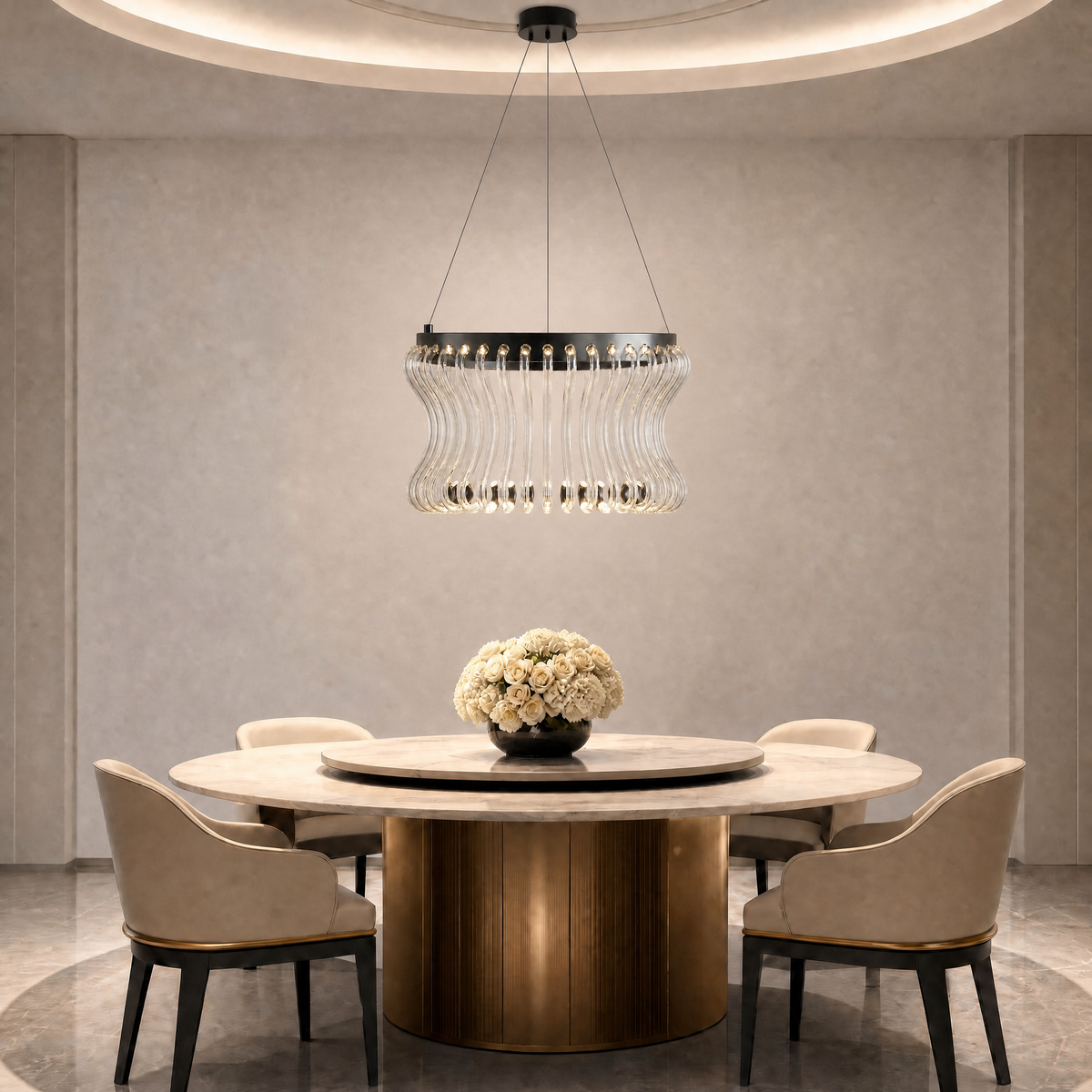 Yiosi Lennox Round Glass Chandelier 21.6" D