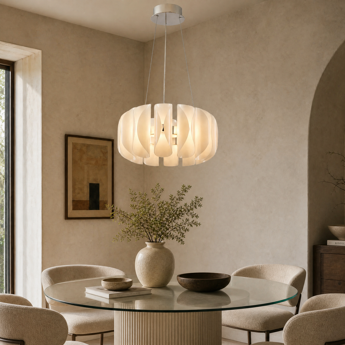 Glass Round Chandelier in a foyer