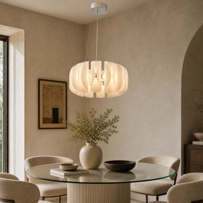 Glass Round Chandelier in a foyer
