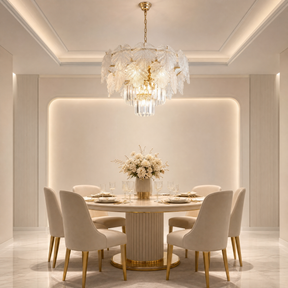 Crystal Contemporary Chandelier in a living room