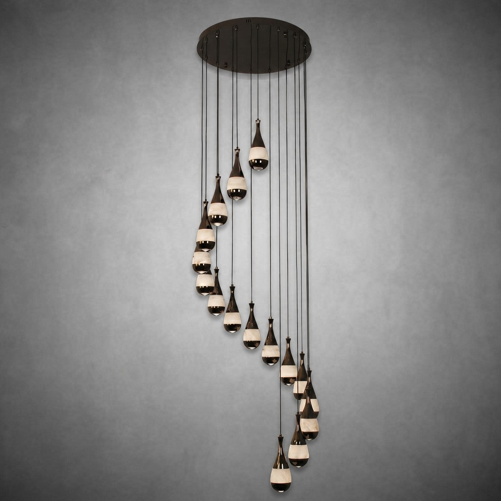 Cascata Spiral Alabaster Pendant Chandelier