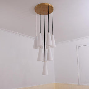 White Ceramics Round Chandelier 18" 10-light