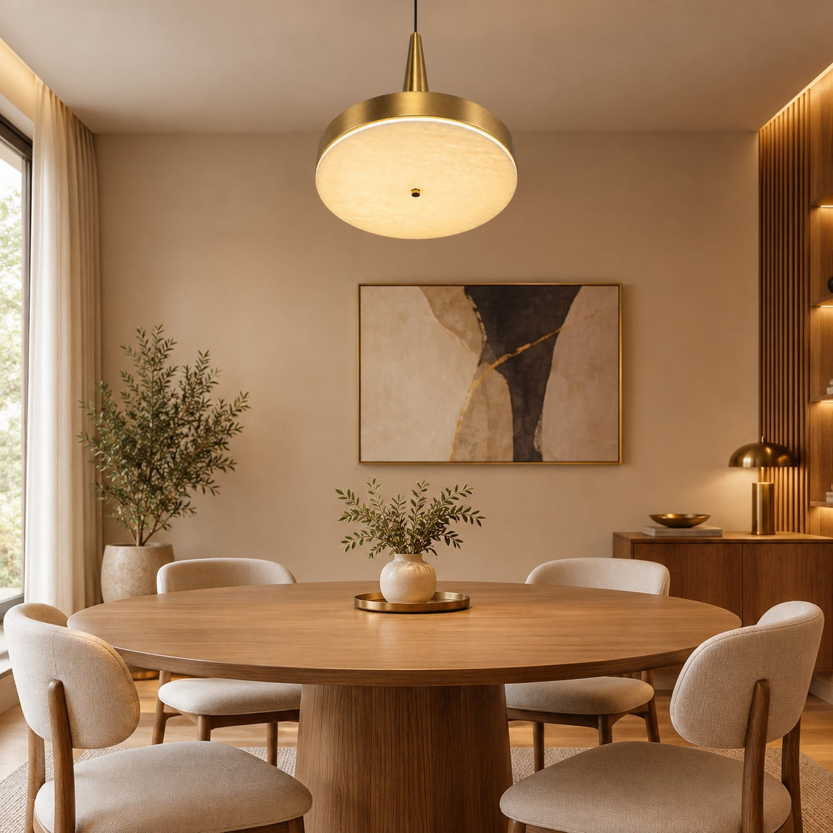 Modern Luxury Stone LED Disc Pendant Chandelier