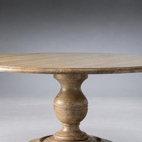 Round Dining Table in Hand-Carved Tulipwood