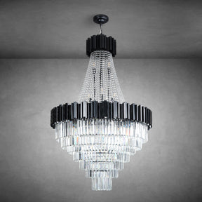 Inverted triangle crystal round pendant light