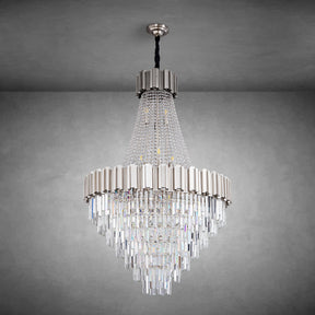 Inverted triangle crystal round pendant light