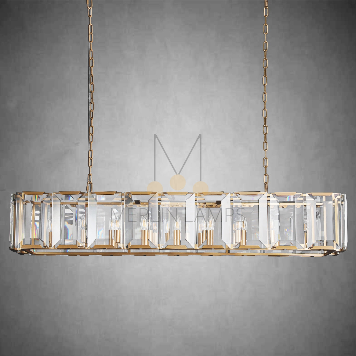 Charles Multicurve Modern Crystal Rectangular Chandelier, Luxury Elegance Lamp