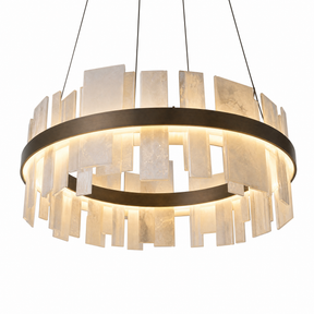 D800-Marble Tile Round Pendant - Black