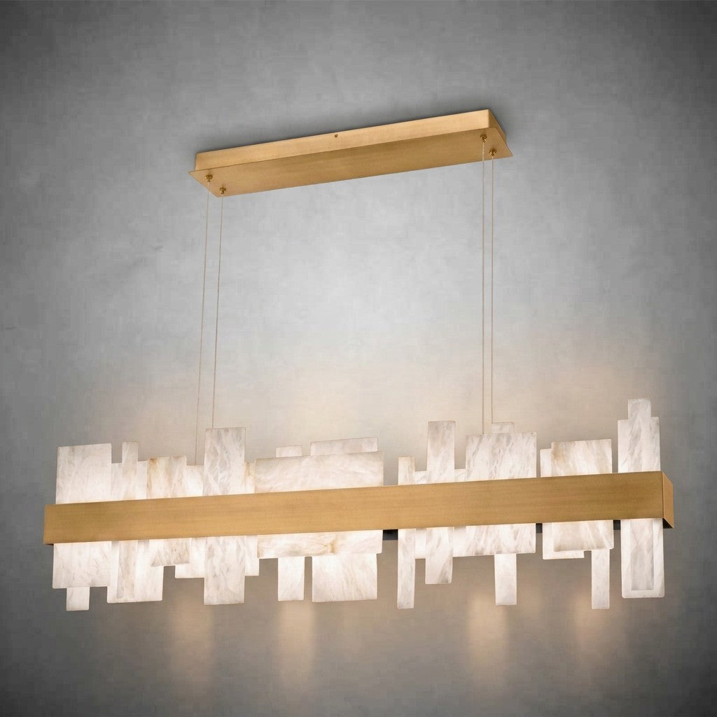 Acropolis 46in LED Linear Alabaster Chandelier