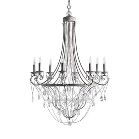 Affordable French Vintage Iron Crystal Pendant Candle Chandelier for Living Room / Restaurant / Cafe / Hotel lobby