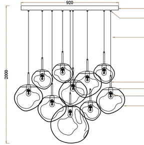 Afra Glass Chandelier 36”