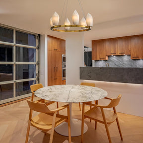 Alabaster 23" 6-Light Modern Gold Chandelier with Adjustable Height