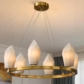 Alabaster 23" 6-Light Modern Gold Chandelier with Adjustable Height