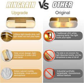 Alabaster Brass Wall Sconce Set of Two, 13.8‑inch