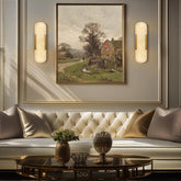 Alabaster Brass Wall Sconce Set of Two, 13.8‑inch